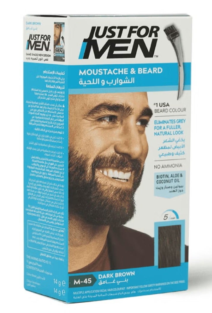 Just For Men Moustache & Beard Color with Brush Included Dark Brown M-45 - Image 1