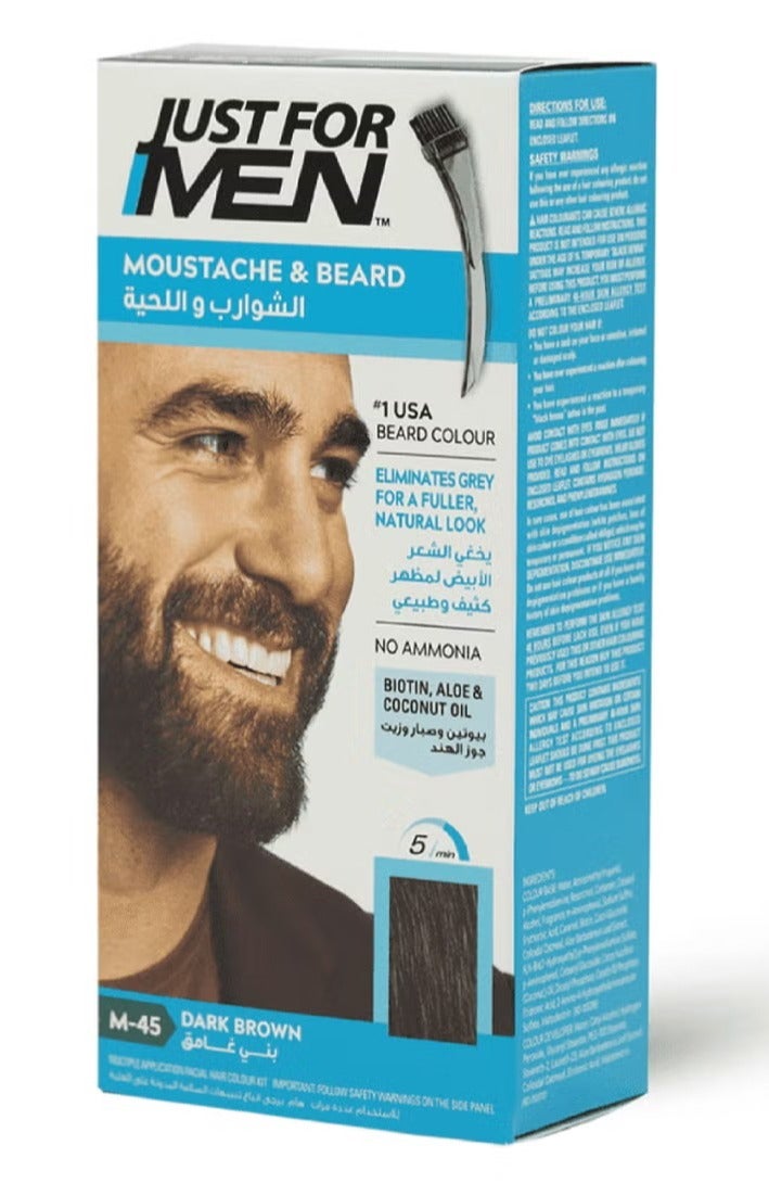 Just For Men Moustache & Beard Color with Brush Included Dark Brown M-45 - Image 2