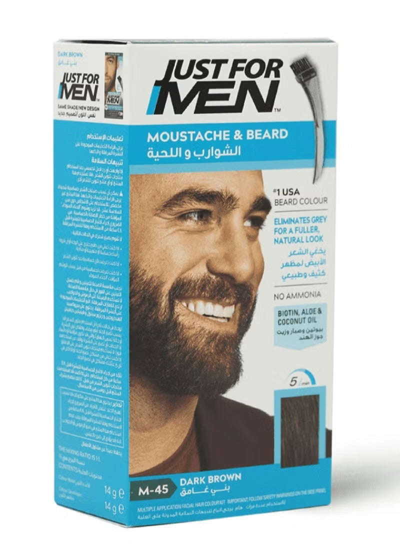 Just For Men Moustache & Beard Color with Brush Included Dark Brown M-45 - Image 4