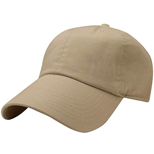 Falari Classic Baseball Cap Dad Hat 100% Cotton Soft Adjustable Size Khaki - Image 1