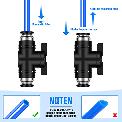 Flutesan 5 Pcs 1/2" x 1/2" OD Push to Connect Pneumatic Ball Valve PVC Air Flow Control Valve Quick Connect Tube Fittings Air Line Hose Fittings - Image 5