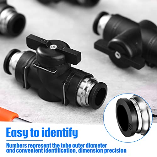 Flutesan 5 Pcs 1/2" x 1/2" OD Push to Connect Pneumatic Ball Valve PVC Air Flow Control Valve Quick Connect Tube Fittings Air Line Hose Fittings - Image 2