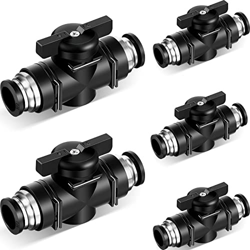 Flutesan 5 Pcs 1/2" x 1/2" OD Push to Connect Pneumatic Ball Valve PVC Air Flow Control Valve Quick Connect Tube Fittings Air Line Hose Fittings - Image 1