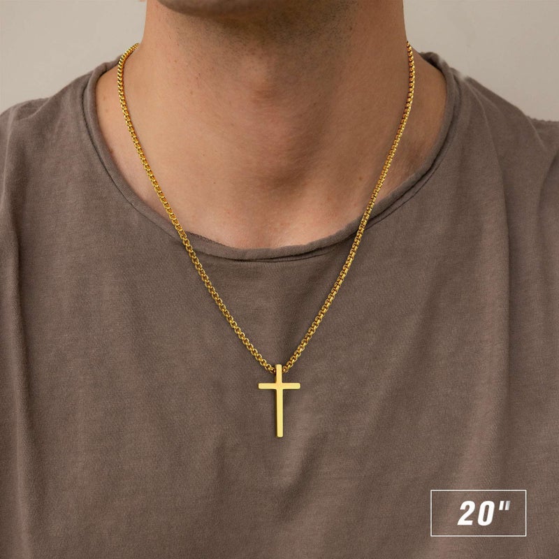 M MOOHAM Cross Necklace for Men Women - Cross Pendant Cross Chain 18 Inch Jewelry Gifts, 14k Gold Plated Cross Necklaces for Women Trendy, Christian Religious Gifts - Image 2