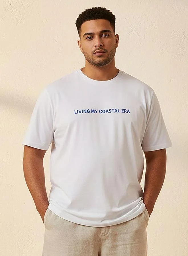 Maxim Maxim Plus Regular Fit Crew Neck Short Sleeves Slogan Print T shirt