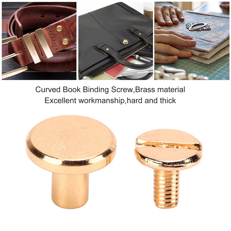 Chicago Screws Set 200 Sets Hard Thick Brass Uniform Coating Leather Screw Rivets for Photo Album Binding (Gold) - Image 2