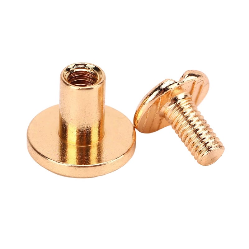Chicago Screws Set 200 Sets Hard Thick Brass Uniform Coating Leather Screw Rivets for Photo Album Binding (Gold) - Image 5