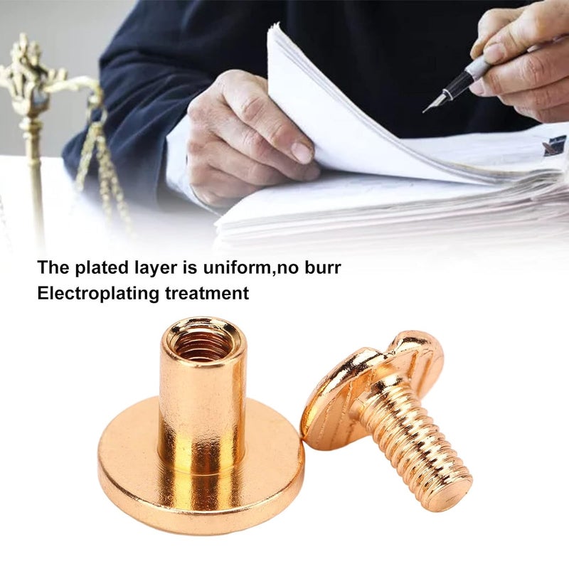 Chicago Screws Set 200 Sets Hard Thick Brass Uniform Coating Leather Screw Rivets for Photo Album Binding (Gold) - Image 4