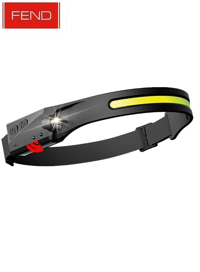 FEND USB Rechargeable Motion Sensor Hands Free LED Headlamp Great for Running Cycling Camping - Image 1