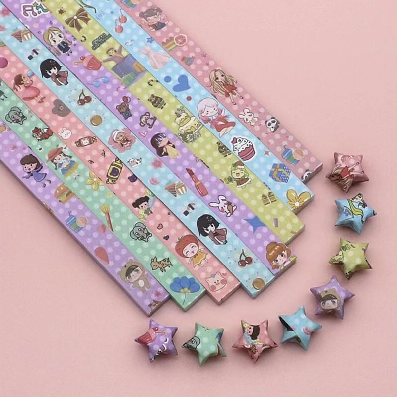 Hvogvok Origami Paper Stars, Colorful Handcraft Origami Lucky Star Paper DIY Paper Arts Creativity Hand Art Crafts (Happy Girl(540) sheets) - Image 1