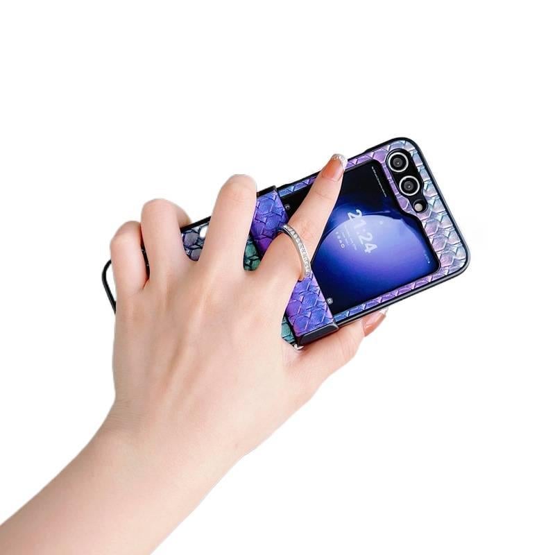 غطاء واقي | Weave Pattern ملمس جلد | مقاوم للصدمات لـ Samsung Galaxy Z Flip 4 | مقاوم للصدمات - Image 4