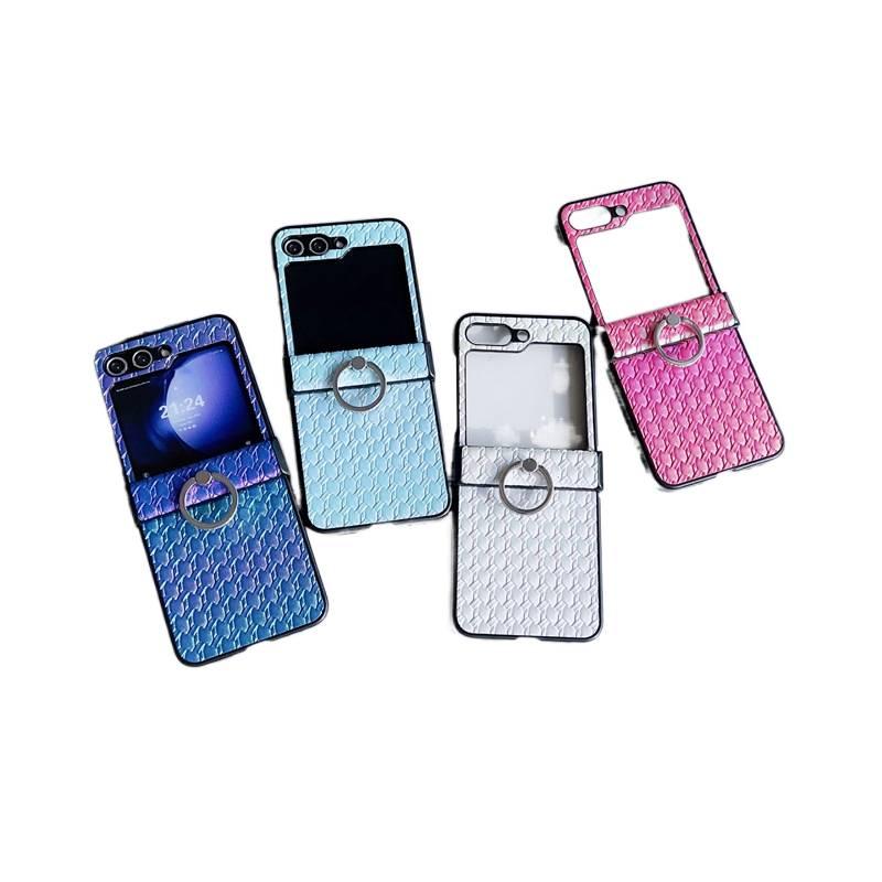 غطاء واقي | Weave Pattern ملمس جلد | مقاوم للصدمات لـ Samsung Galaxy Z Flip 4 | مقاوم للصدمات - Image 2