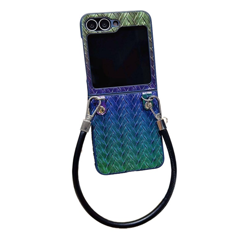 غطاء واقي | Weave Pattern ملمس جلد | مقاوم للصدمات لـ Samsung Galaxy Z Flip 4 | مقاوم للصدمات - Image 1