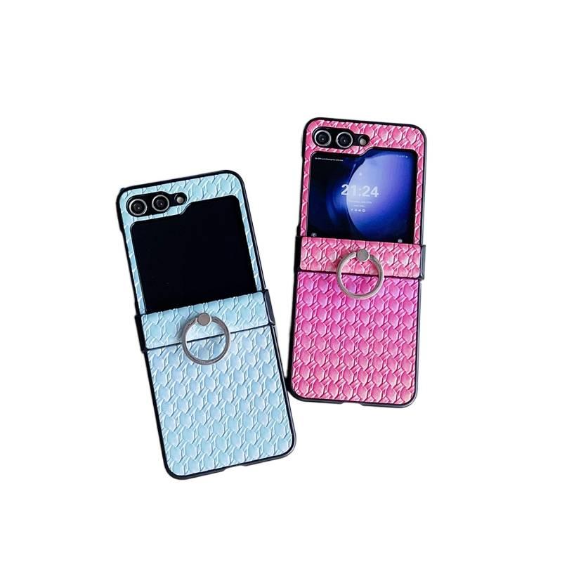 غطاء واقي | Weave Pattern ملمس جلد | مقاوم للصدمات لـ Samsung Galaxy Z Flip 4 | مقاوم للصدمات - Image 3