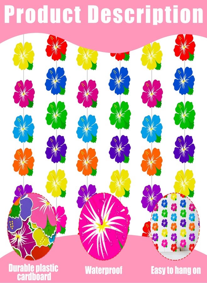 اوموني أكاليل زهور الكركديه الهاوائية، 6 قطع، زينة حفلات استوائية، لافتات لواو ألوها معلقة، زينة حفلات هاواي، لوازم حفلات أعياد الميلاد الصيفية على الشاطئ وحمام السباحة - Image 2