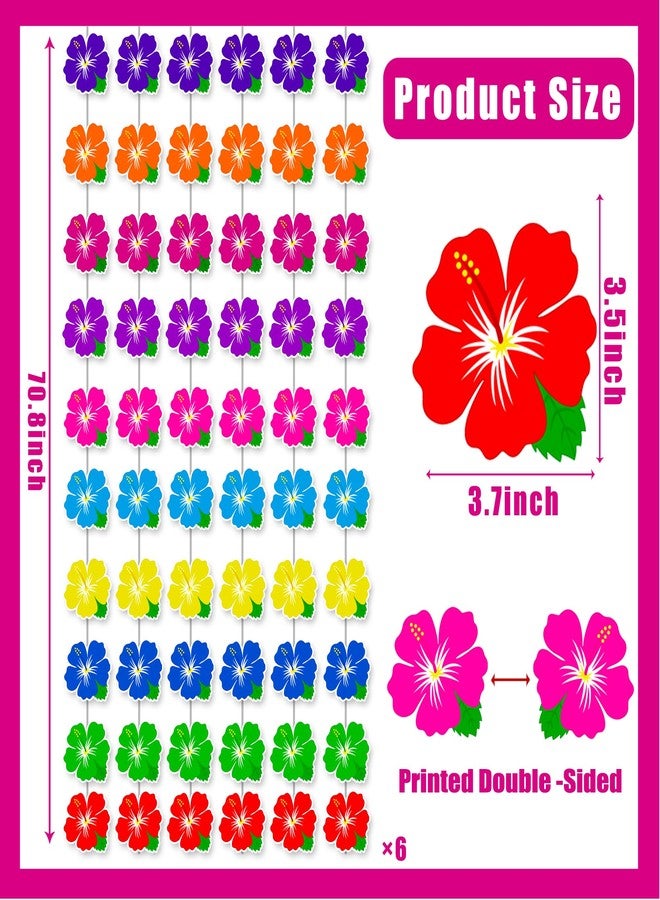 اوموني أكاليل زهور الكركديه الهاوائية، 6 قطع، زينة حفلات استوائية، لافتات لواو ألوها معلقة، زينة حفلات هاواي، لوازم حفلات أعياد الميلاد الصيفية على الشاطئ وحمام السباحة - Image 3