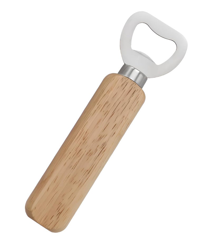 Bridge2shopping Wooden Handle Bottle Opener, Stainless Steel Head, Classic Design - Image 1