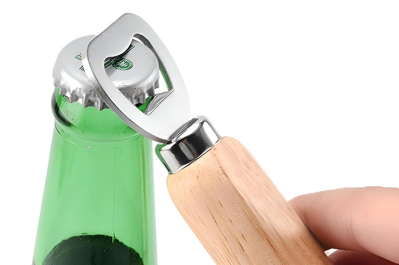 Bridge2shopping Wooden Handle Bottle Opener, Stainless Steel Head, Classic Design - Image 3