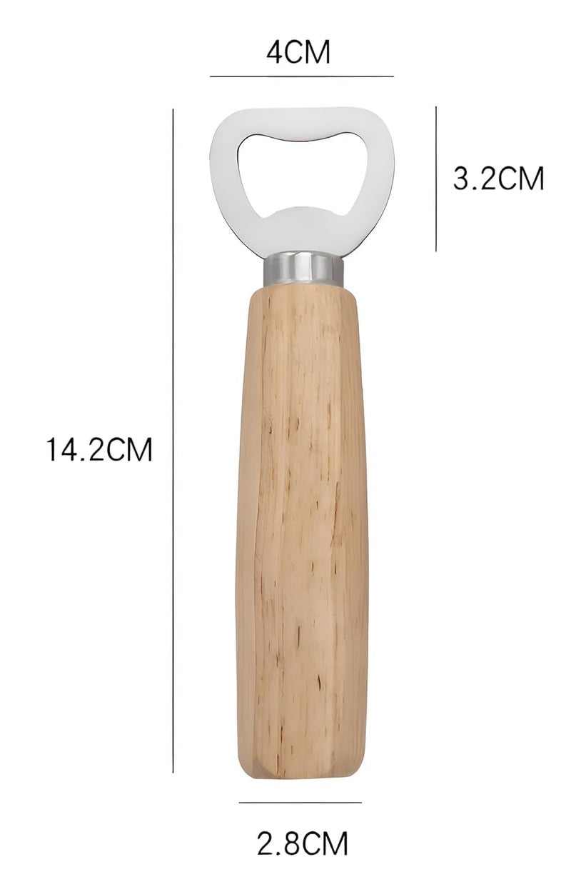Bridge2shopping Wooden Handle Bottle Opener, Stainless Steel Head, Classic Design - Image 2