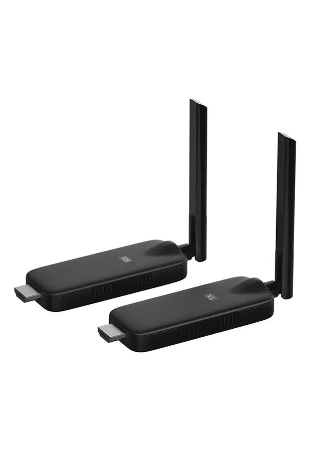 جهاز إرسال واستقبال HDMI لاسلكي، محول HDMI محمول عالي الدقة لعرض تقديمي لاسلكي، توصيل وتشغيل، يدعم 2.4/5 جيجاهرتز لبث صوت الفيديو من الكمبيوتر المحمول أو الكمبيوتر الشخصي إلى جهاز العرض، أسود