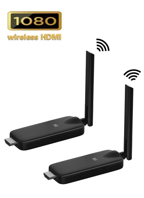 جهاز إرسال واستقبال HDMI لاسلكي، محول HDMI محمول عالي الدقة لعرض تقديمي لاسلكي، توصيل وتشغيل، يدعم 2.4/5 جيجاهرتز لبث صوت الفيديو من الكمبيوتر المحمول أو الكمبيوتر الشخصي إلى جهاز العرض، أسود