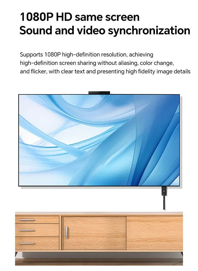 جهاز إرسال واستقبال HDMI لاسلكي، محول HDMI محمول عالي الدقة لعرض تقديمي لاسلكي، توصيل وتشغيل، يدعم 2.4/5 جيجاهرتز لبث صوت الفيديو من الكمبيوتر المحمول أو الكمبيوتر الشخصي إلى جهاز العرض، أسود