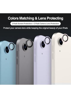 Procases 2 Pack Screen Protector For Ipad Air 5Th Air 4Th Generation 10.9" + 2 Pack Camera Lens Protector 9H Hardness Hd Clear Tempered Glass For Ipad Air Gen 4 Gen 5 Blue  - Image 2