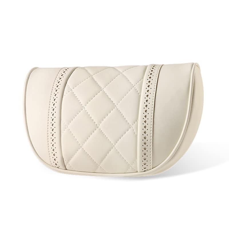 LUNDA Luxury Car Neck Pillow Car Travel Neck Rest Pillows Seat Cushion Support Napa Leather for Mercedes Benz SClass headrest Beige