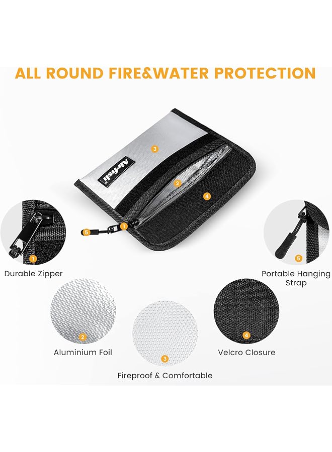 erorex 2 Pack Fireproof Bag 8 X 5 Inch Fireproof Money Bag Small Fireproof Document Bag Fireproof Envelope With Zipper Waterproof Cash Pouch For Valuables Jewelry Cash Passport Invoices  - Image 4