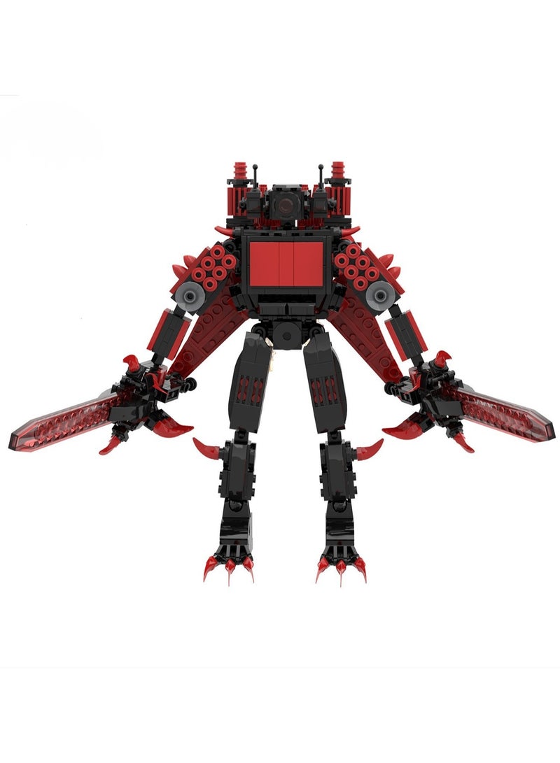 Children's Self-assembled Small Particle Toy Building Blocks Red Lotus Titan Monitoring King Model  - Image 1