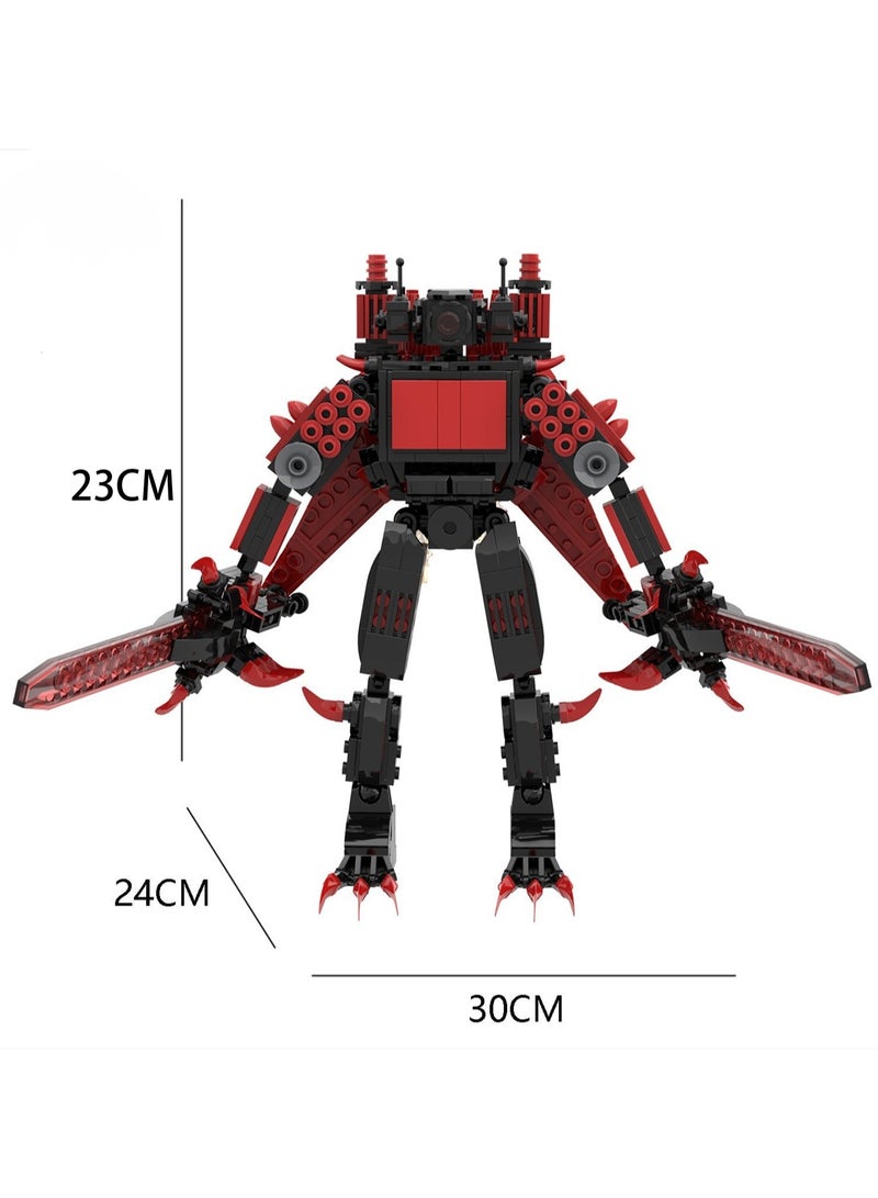 Children's Self-assembled Small Particle Toy Building Blocks Red Lotus Titan Monitoring King Model  - Image 2