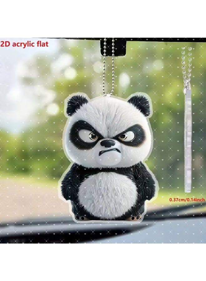 2D Flat, 2D Acrylic Flat Angry Panda Pendant - Stylish and Creative Design for Cars, Home Decor, Keychains, Bag Accessories - Durable and Lightweight Hanging Charm - Image 5