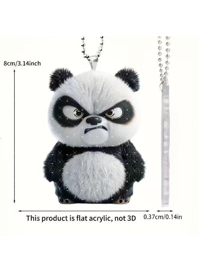 2D Flat, 2D Acrylic Flat Angry Panda Pendant - Stylish and Creative Design for Cars, Home Decor, Keychains, Bag Accessories - Durable and Lightweight Hanging Charm - Image 4