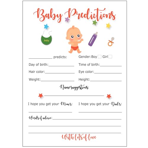 LOTUS-A Baby Shower Games - Hilarious Guess The Phrase and Predictions Cards 30 Thick Cardstocks 7x5 inches Printed Front Back Side Answer Keys Included Idea Neutral Theme for Girl Boy - Image 4