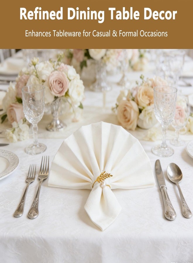 KGCGJVB Set of 4 Gold Pearl Napkin Rings Metal Rings for Napkins with Wheat Ear Design Elegant Table Decoration for Family Dinner Wedding Party Napkin Holder Rings - Image 4