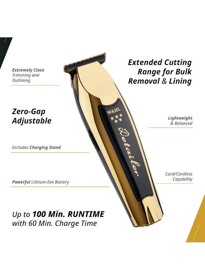 Wahl Professional 5 Star Gold Detailer | Cord-Cordless |3 Attachment Combs |T-Wide DLC Blade | 3 Pin - GCC - Image 2