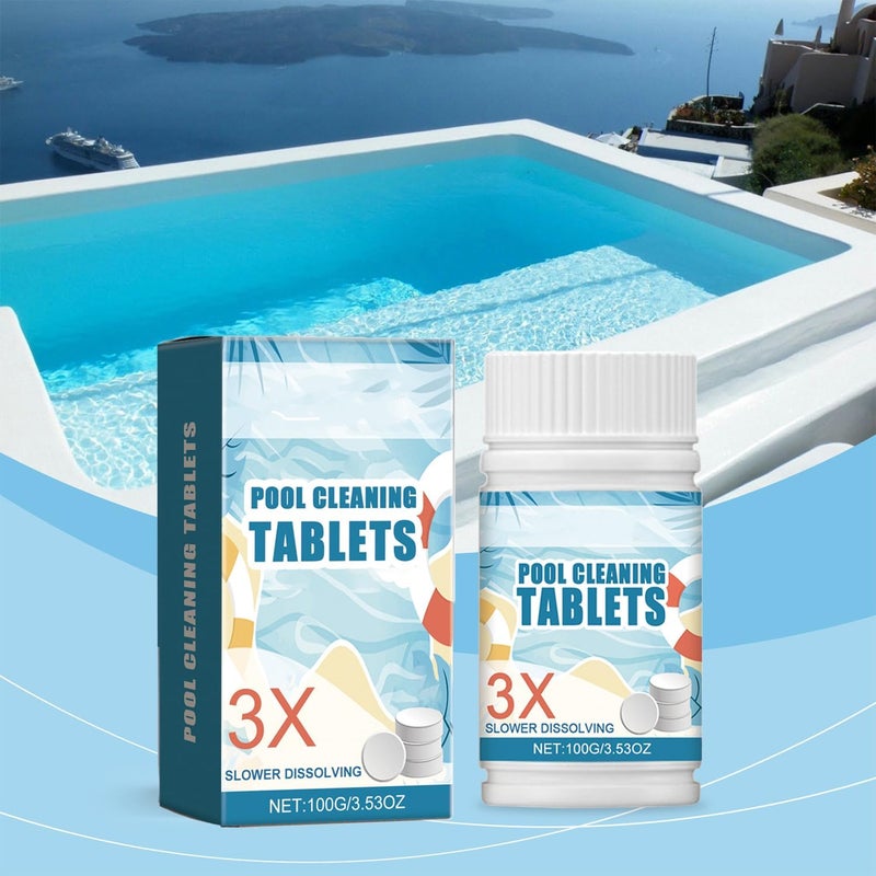 Makbeaty Swimming Pool Cleaning Tablets,Chlorine Pool Tablet,Multifunctional Pool Chlorine Tablets For Swimming Pool Disinfection -Pro-Grade Pool Sanitizer(100Pcs) - Image 2
