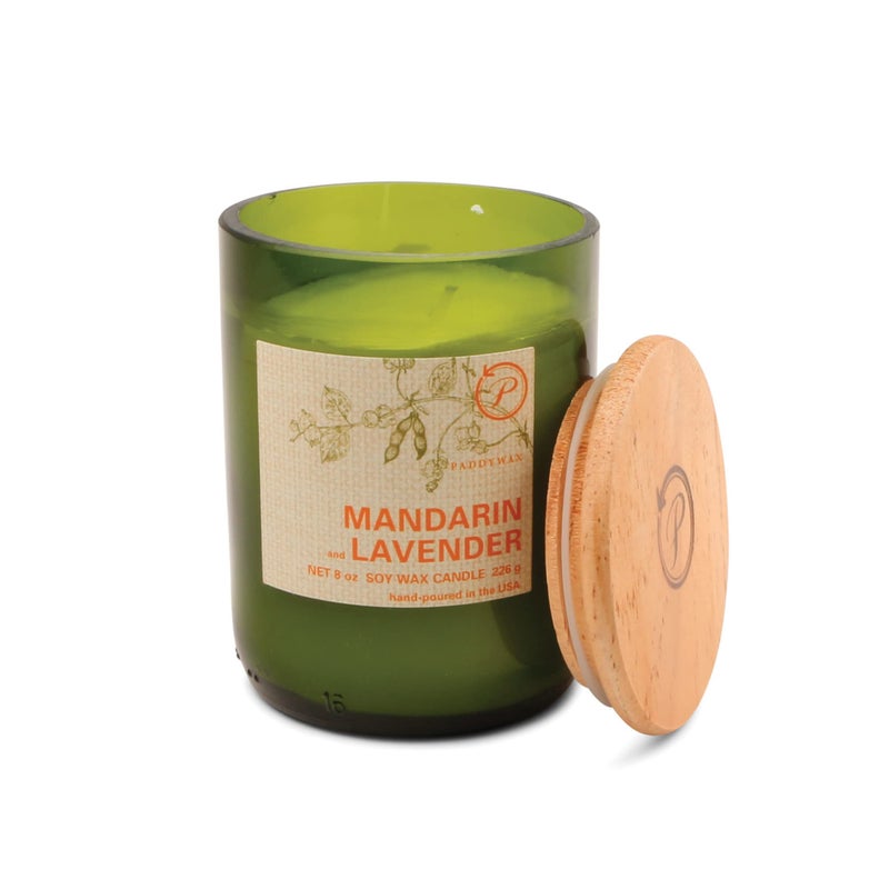 Paddywax Scented Candles Eco Green Artisan Candle in Recycled Vessel 8Ounce Mandarin  Lavender
