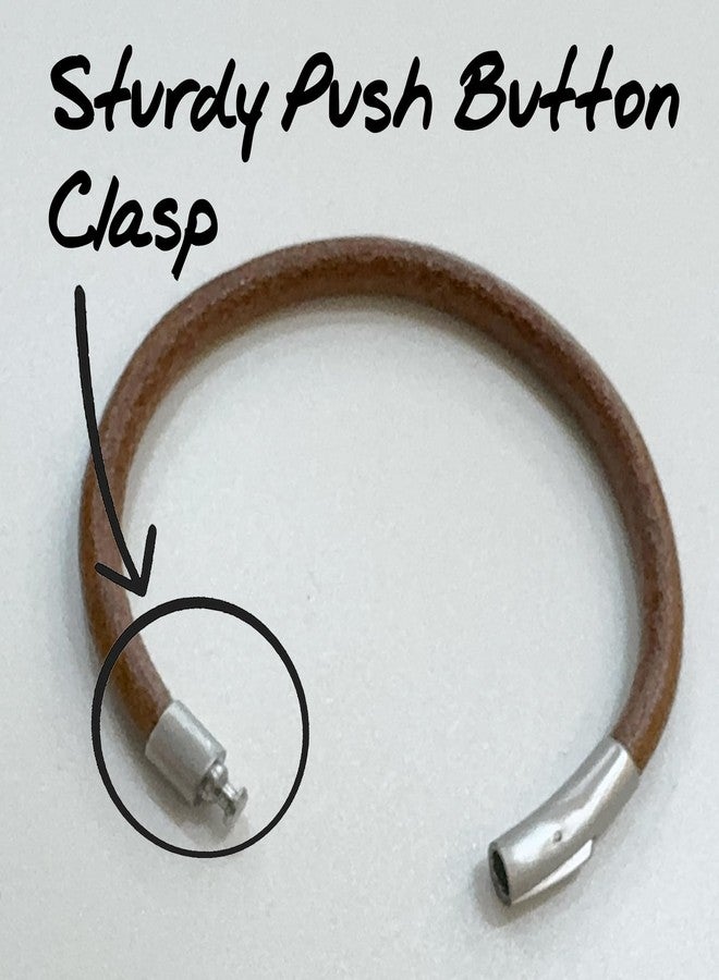 Leporem Handmade Genuine Antique Leather Bracelet - Unisex Wristband with Push-Button Lock Clasp - Premium Slide-Out Gift Box Included (Brown, 8.5 inch) - Image 4