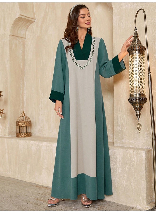 Madam Uniq Classic Ice Silk Pleated Embroidered Dress - Image 4