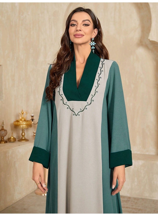 Madam Uniq Classic Ice Silk Pleated Embroidered Dress - Image 5