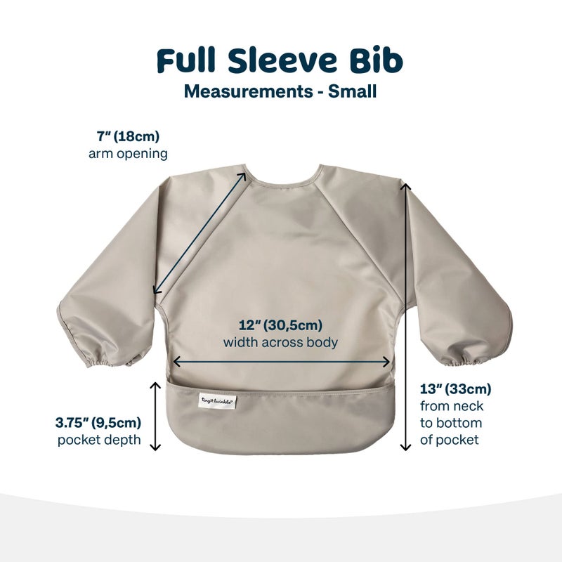 Tiny Twinkle Mess Proof Baby Bib, 2 Pack Long Sleeve Bib Outfit, Waterproof Bibs for Toddlers, Machine Washable, Tug Proof (Grey Indigo, Small 6-24 Months) - Image 4