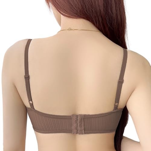 Luella Everyday Bra for Women Removable Pad, Cute Ribbon & Wireless T-Shirt Padded Bra for Women Daily Use/Fashionable Use Brown - Image 3