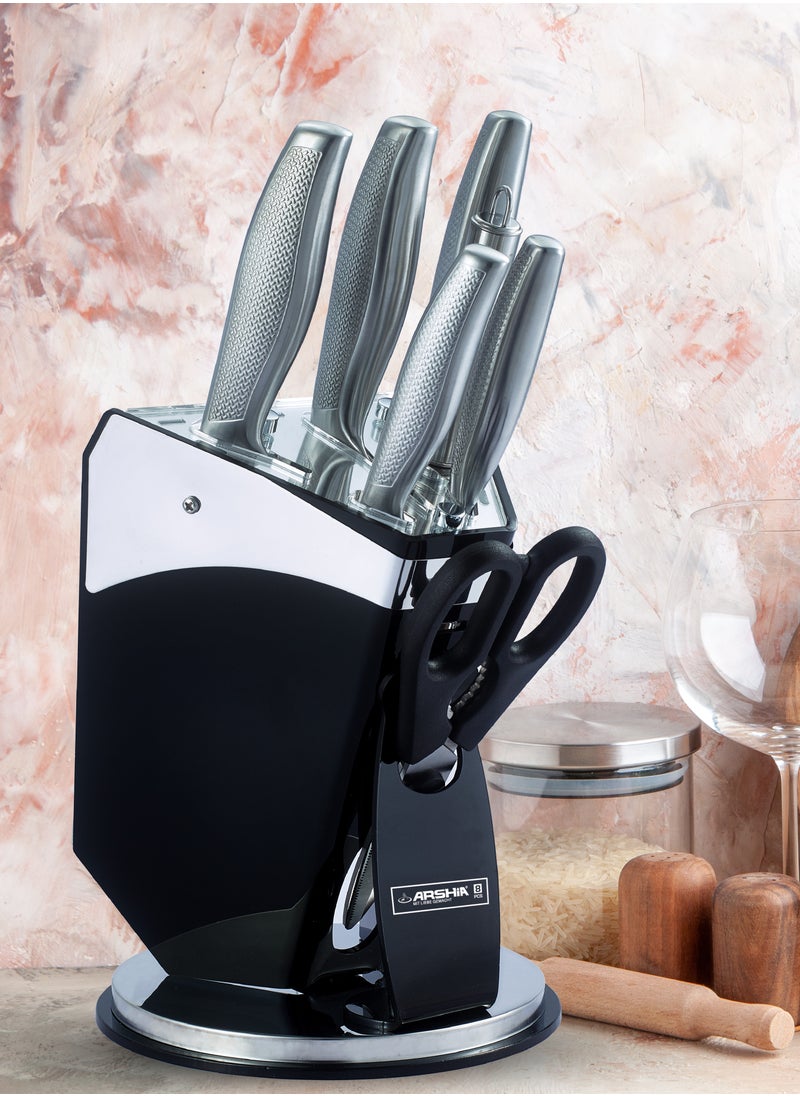 Arshia - Arshia Stainless Steel Knife 8pc Set Non Stick Silver Premium Design - Image 1