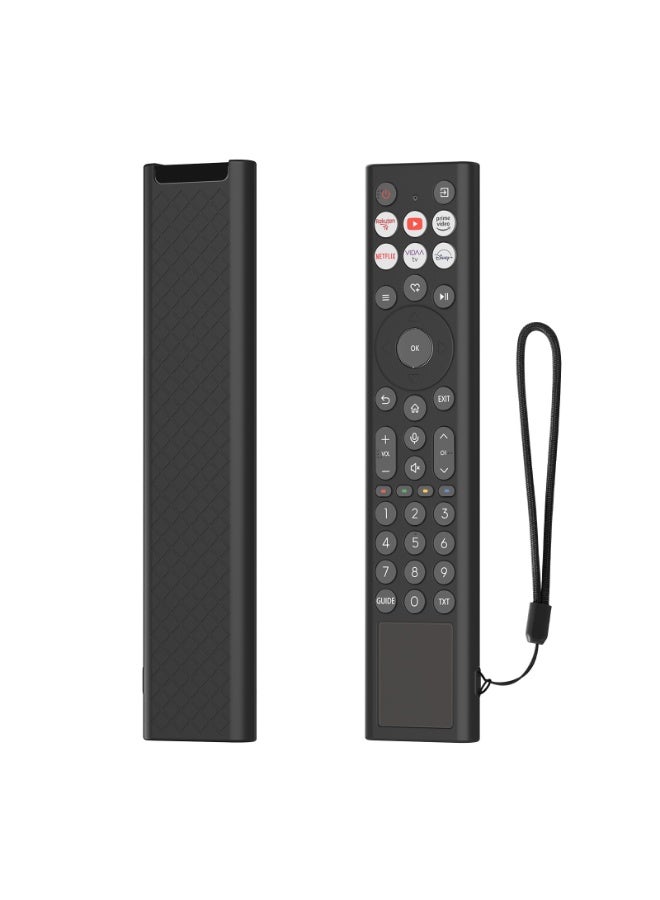 Case Compatible with Hisense ERF6A66, Anti-Drop and Anti-Collision, Elastic Silicone Lightweight Shockproof Remote Protective Cover with Lanyard for ERF6A66 Remote Control (Black) - Image 1
