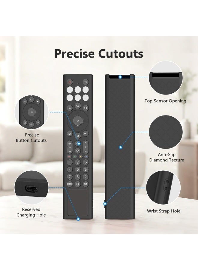 Case Compatible with Hisense ERF6A66, Anti-Drop and Anti-Collision, Elastic Silicone Lightweight Shockproof Remote Protective Cover with Lanyard for ERF6A66 Remote Control (Black) - Image 3