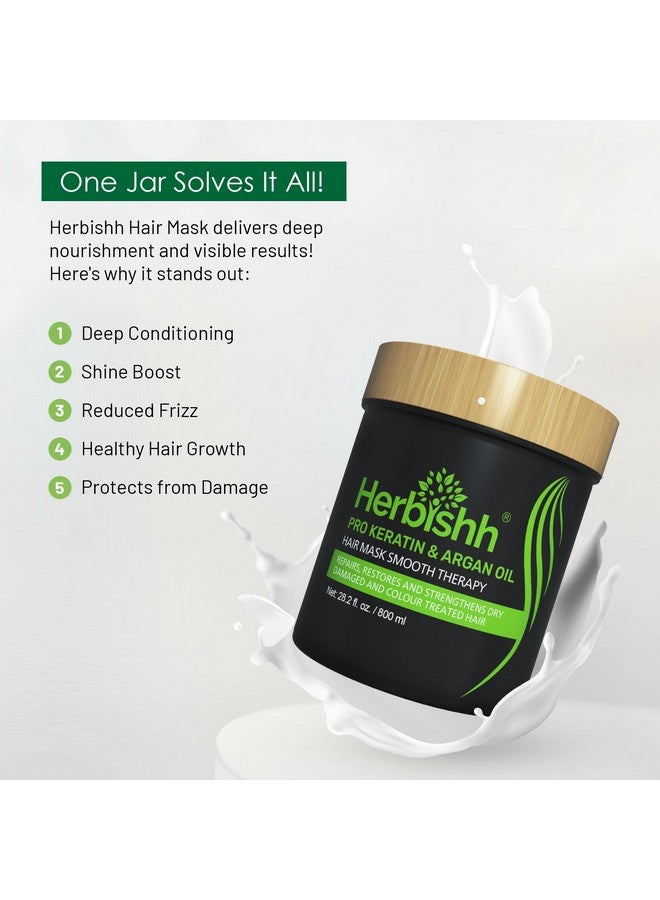 Herbishh Argan Hair Mask-Deep Conditioning & Hydration For Healthier Looking Hair- for very Dry, Weak, Stressed Out Hair, No Sulphates, No Parabens (800ML) - Image 2