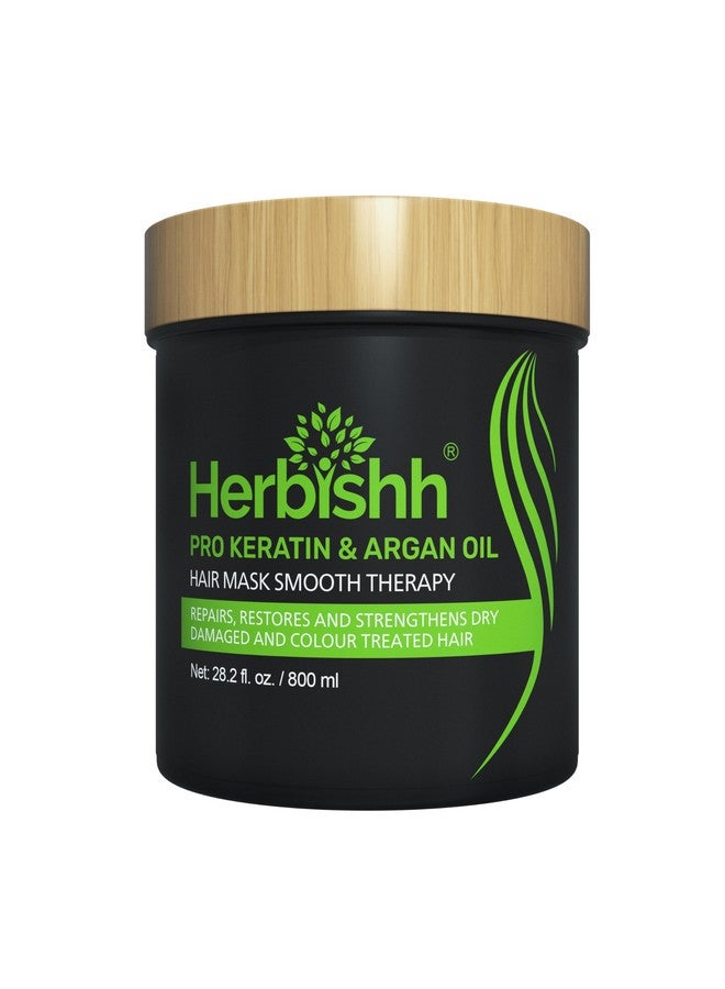 Herbishh Argan Hair Mask-Deep Conditioning & Hydration For Healthier Looking Hair- for very Dry, Weak, Stressed Out Hair, No Sulphates, No Parabens (800ML) - Image 1