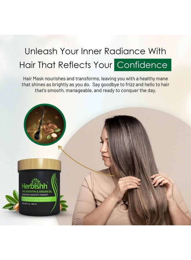 Herbishh Argan Hair Mask-Deep Conditioning & Hydration For Healthier Looking Hair- for very Dry, Weak, Stressed Out Hair, No Sulphates, No Parabens (800ML) - Image 5