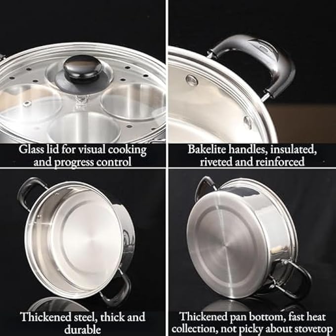 jaffiust The White Shop Egg Poacher Pan Stainless Steel Egg Pan For Kitchen With 4 Cups Without Coating - Image 4